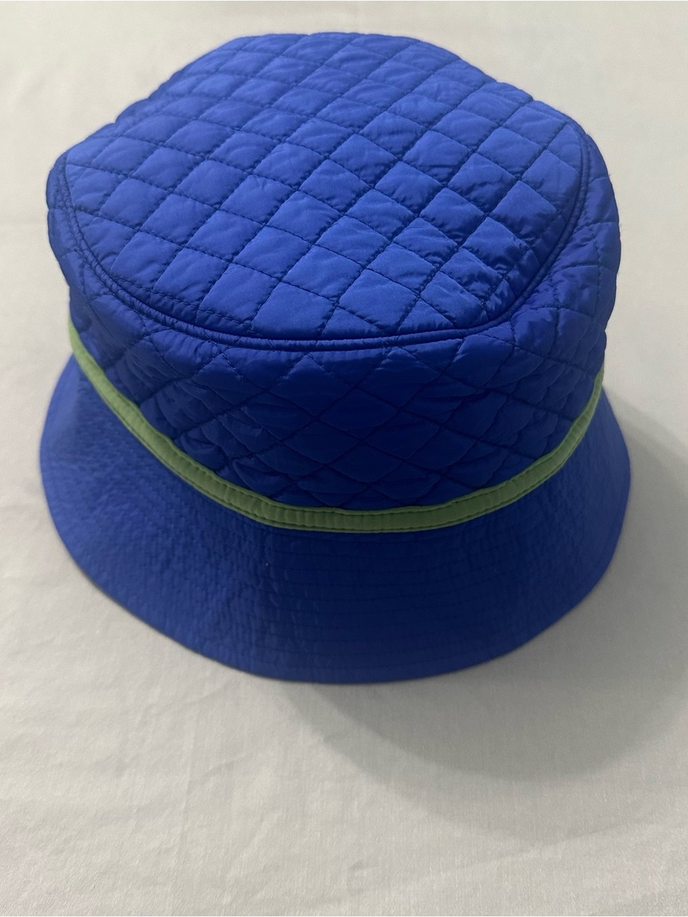 Lands' End PrimaLoft Quilted Bucket Hat L/XL Blue Green Fleece Lined Winter Cap